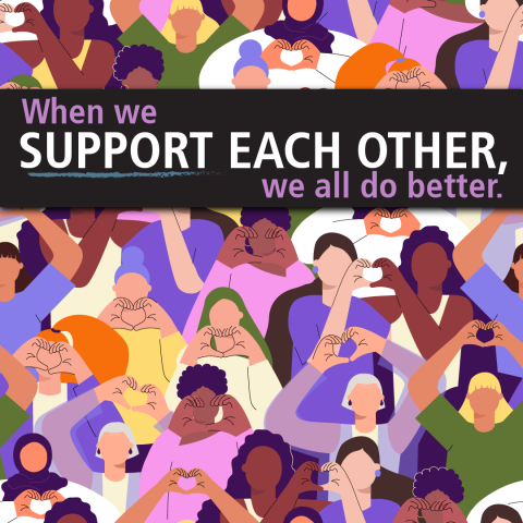 Illustration of a diverse group of people making hearts with their hands