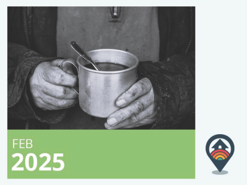 Cold pair of hands holding a cup of soup