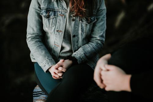 two people talking