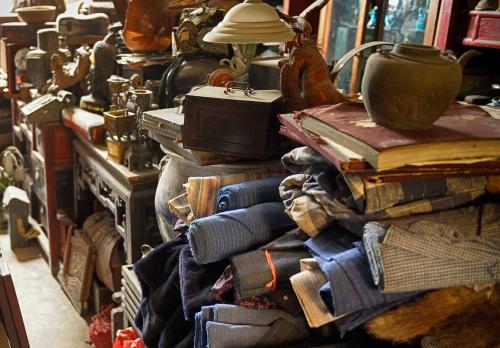 piles of items and books